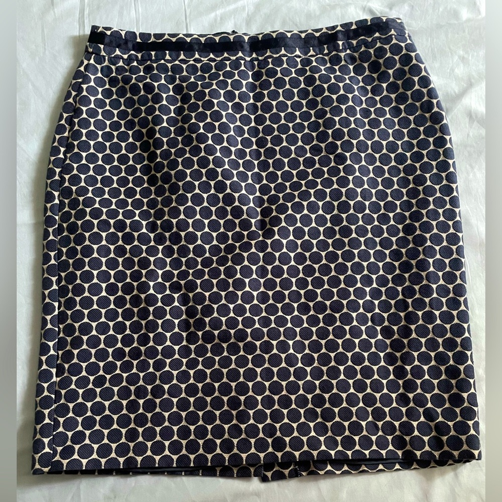 Boden Classic Pencil Skirt Blue/White Circle Pattern 12R